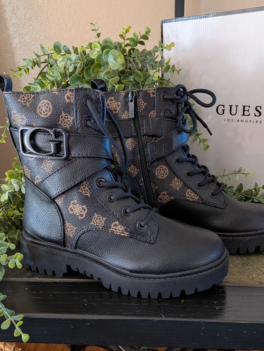 NWT! Guess Women's Black Combat Booties Size 6M